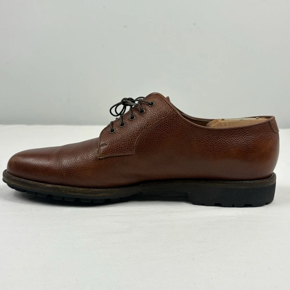 VTG Salvatore Ferragamo Studio Brown Pebble Grain Derby Shoes 10.5 2E Italy EUC